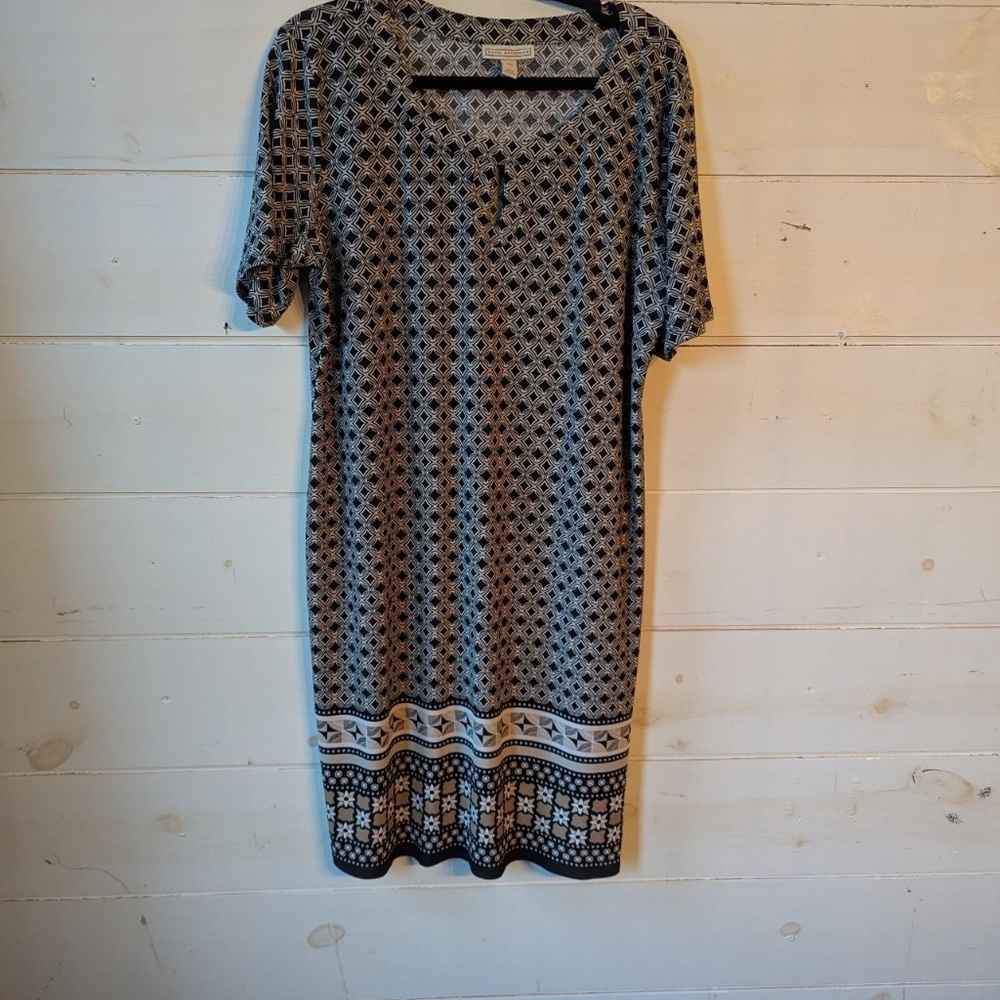 Dana Buchman dress women’s geometric black white shift office workwear Size XL